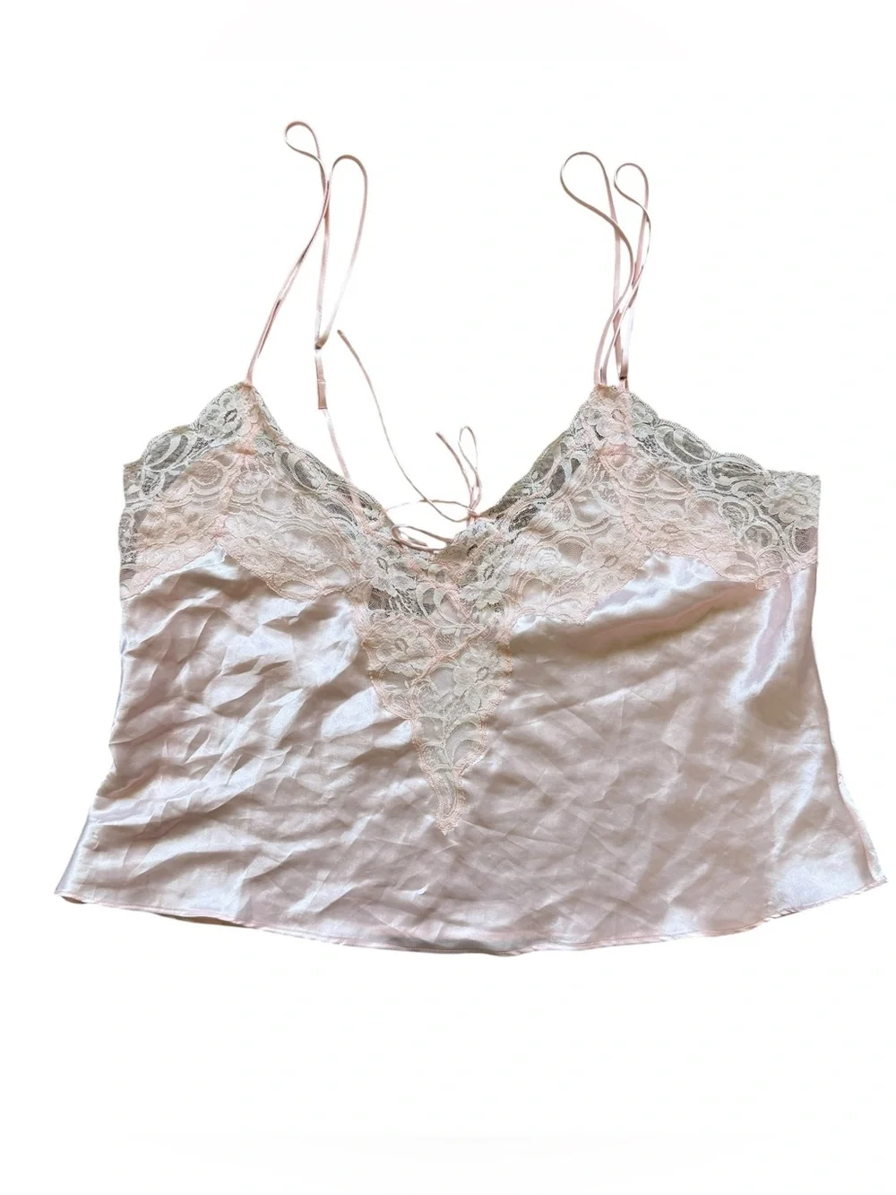 Vintage Victoria’s Secret Gold Label Pink Satin Lace Camisole Lingerie Top L 90s